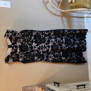 Black Lace Overlay Sleeveless Dress